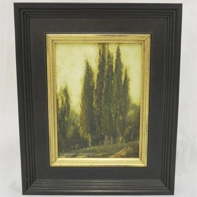 Mark Kelvin Horton (SC, b.1960) Original Oil on Board Cypress Trees. In frame measures 9.5"x11"x1.5"