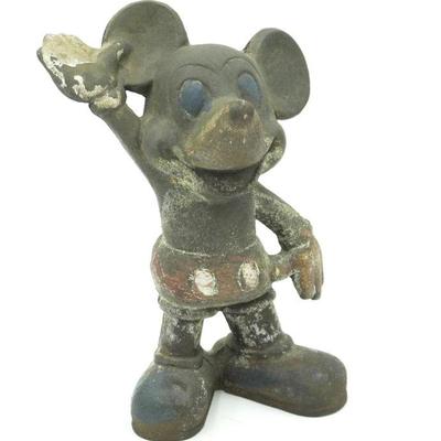 Old Cast Iron Mickey Mouse Bank. 6"x4.24"x9". Weight 6 lbs 5 oz. PROVENANCE: Terri Henning, The Peoples Building...