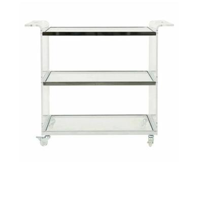 Mid Century Modern Style Lucite Flair Bar Cart on casters. Perfect for cocktail hour.