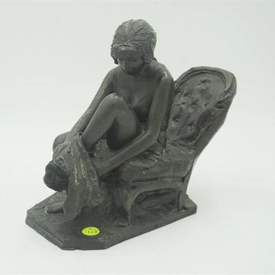 James Butler R.A. (British,1931-2022) Bronze Sculpture of a girl in a chair drying her feet. Measures 10"x6"x9.50". Weight...
