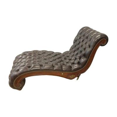Gorgeous leather and tack tufted chaise lounge with Gentlemanâ€™s Cigar Drawer; Drawer could also be used for ladies items or any other...
