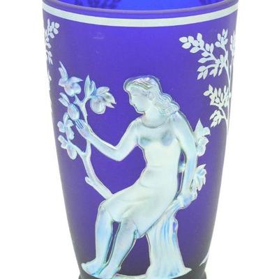 FENTON FAVRENE COBALT VASE SEASONS