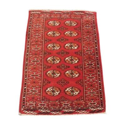Vintage Turkmen Bokhara Rug, Uzbekistan. Measures 50" x 34". 