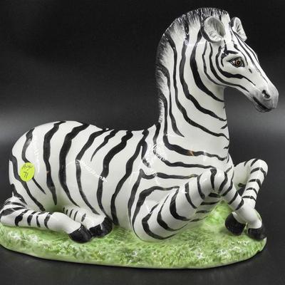 Large 12â€ Eximious Hand Painted Ceramic Sitting Zebra Figure Statue Made Italy. 12"x6.5"x9.25". Weight 3 lbs. 12 oz....
