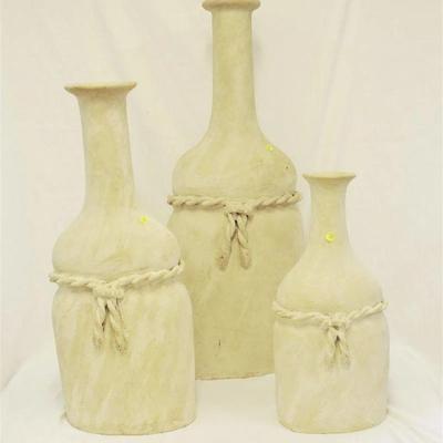 3 Large Contemporary White Washed Terracotta Vases. Perfect for home or patio. 28", 29" and 22". 