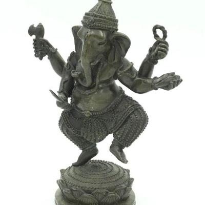 Fantastic bronze statue of Ganesh with decent weight. Measures 8.5" tall and about 6" at its widest point. Total weight is 3...