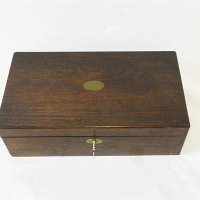 Antique 19th c Lap Desk with key. Fitted Interior. 10"x18"x5.5". Weight 8 pds. PROVENANCE: The Historic Clelia Peronneau...