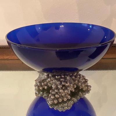 Blue Glass Centerpiece Bowl