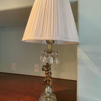 Vinatge Cherub / Glass Table Lamp