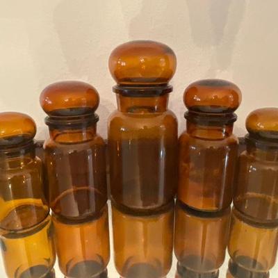 Belgian Amber Glass Jars