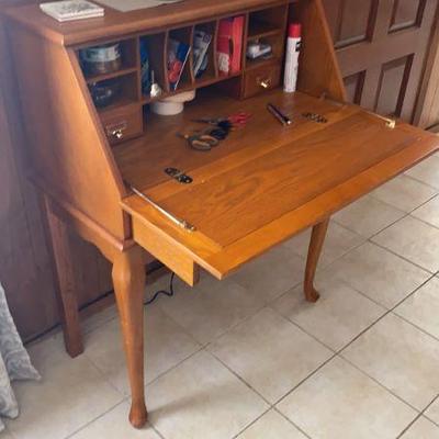 oak drop front desk