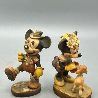 Anri Walt Disney Mickey Mouse & Minnie Mouse Mountaineering Figurines
