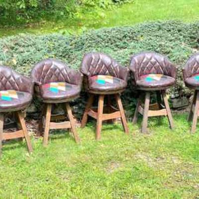 (5) Vintage Brothers MCM Whiskey Barrel Swivel Chairs
