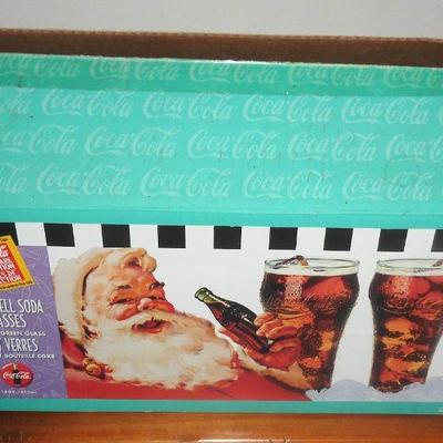 NOS box of coke glasses, green