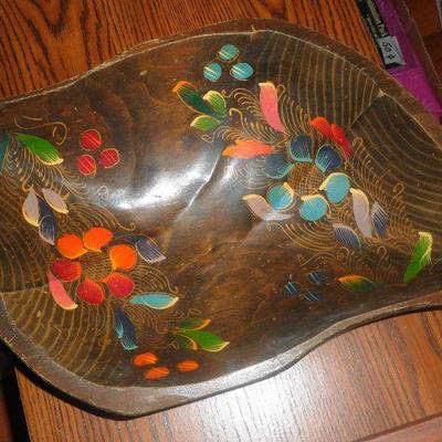 Hand painted wooden bowl