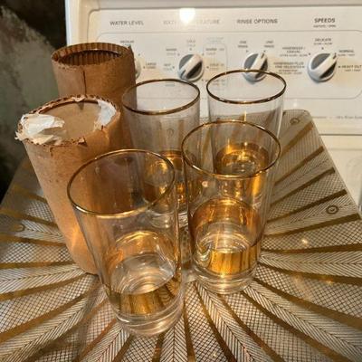 Set of 6 MCM Gold Detailed Cocktail Glasses $50