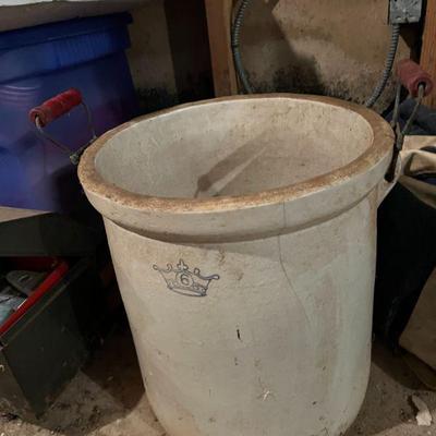 Antique 6 Gallon Crock - Hairline Crack $95