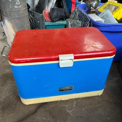 Vintage Thermos Red, White & Blue Cooler $80