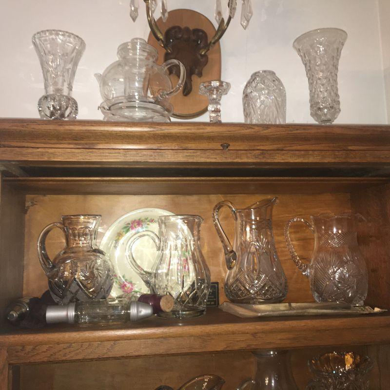 Antique furniture, oil lamps, dishes and glassware, 1904 pool table