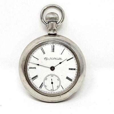 1898 Antique Elgin Natl Watch Co. Large Silver Pocket Watch in PA Case Co. Silverode - 15 Jewel 2 1/2