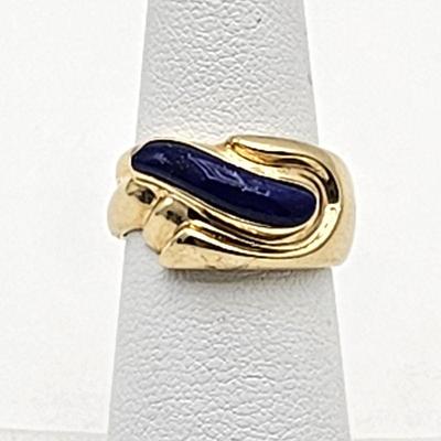 14k Gold Ring with Lapis Lazuli Stone - Size 5 - 5.1g