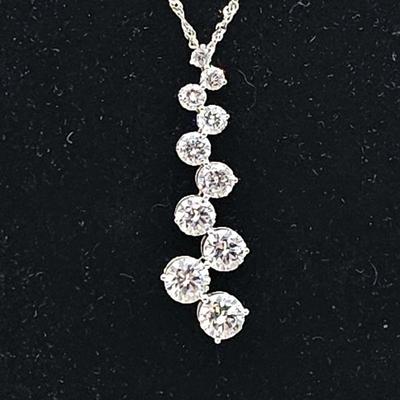 Stunning CZ Pendant Necklace in .925 Sterling with a 19
