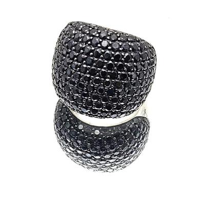 Black Diamond Dome Style Ring in .925 Sterling - Ring Size 6 - Total Weight 13.6g