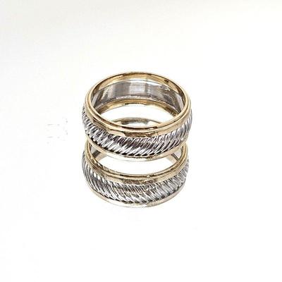 14k Two Tone Yellow and White Gold Wedding Band 7.3mm Wide - Size 5.75 - Total Weight 4.5g