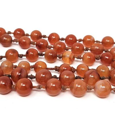 Vintage Hand Knotted Carnelian Bead Necklace

