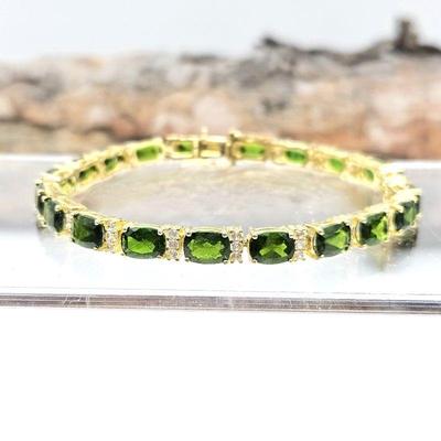 Tennis Bracelet with Green Chrome Diopside 7.5