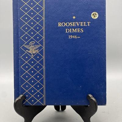 Complete Roosevelt Dime Collection Book 1946-1968 & (3) Barber Dimes
