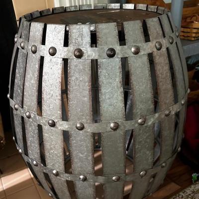 Cool wine barrel (look alike) side table