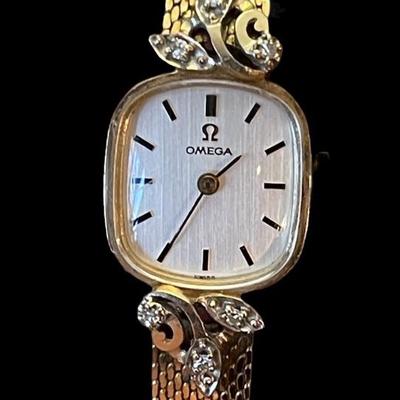 14K Gold & Diamond Omega Watch