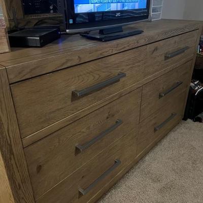 Large 6 draw dresser with beveled mirror $300