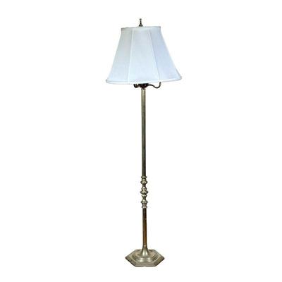 CANDELABRA STYLE BRASS FLOOR LAMP | Brass floor lamp with candelabra style top fitting 4 bulbs. - h. 60 x dia. 9.25 in 
