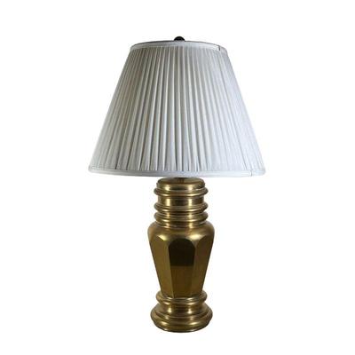 LARGE BRASS LAMP | Hexagonal vase-shaped brass lamp. - h. 31 x dia. 7 in 