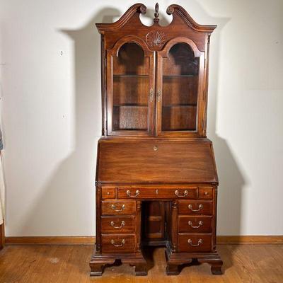 AMERICAN DREW CHIPPENDALE SECRETARY | From the American Independence Collection, a Vintage Mahogany Chippendale Style Kneehole Secretary...