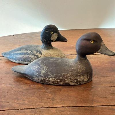 (2PC) ALEXANDRIA BAY DECOYS | Two Vintage Gunning Decoys in the Alexandria Bay Style. Includes: (1) Redhead Hen in the style of Samuel...
