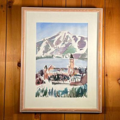 RICHARD SIEGEL WATERCOLOR | The lake tower Richard B Siegel of MA Watercolor of Tower. Signed and dated lower left 12/93. Sight: 12.5â€...