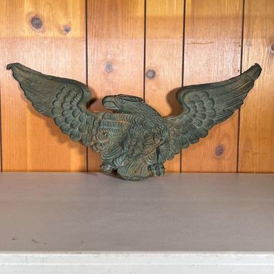 19TH C BRASS EAGLE | Great American Eagle in Brass with a backing of metal. Medallion on back stating â€œPatented September 15 1891...