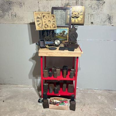 19TH C CLOCK PARTS LOT | 19th and 20th C Clock Parts Lot perfect for restoration and repair Including: Clock door with a great reverse...