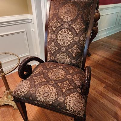 Traditional Upholstered Scroll Arm Chair