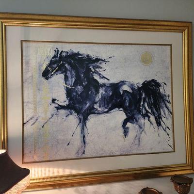 Lepa Zena by Marta Gottfried Black Stallion Gold Framed Horse Print, 53â€ w x 43â€ h