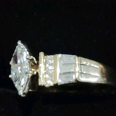 1+ Carat Marquise Diamond Ring set in 14k Yellow Gold (Clarity I1 & Color I)