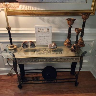 Glass Top Console Entryway Table, 52â€ w x 26 1/2â€ h x 18â€d