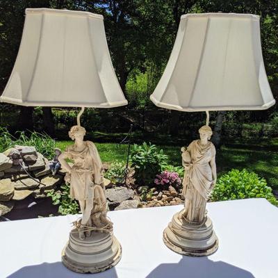 Maiden lamps w/ shades 