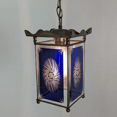 Cobalt glass pendant light