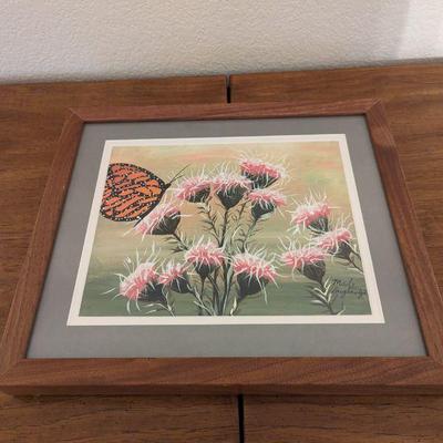 Maile Loughridge Butterfly Floral Signed Painting
