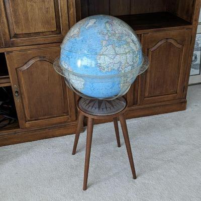National Geographic Society globe and wood stand