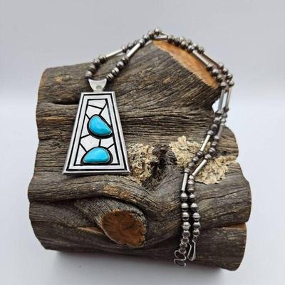 Sterling and turquoise pendant